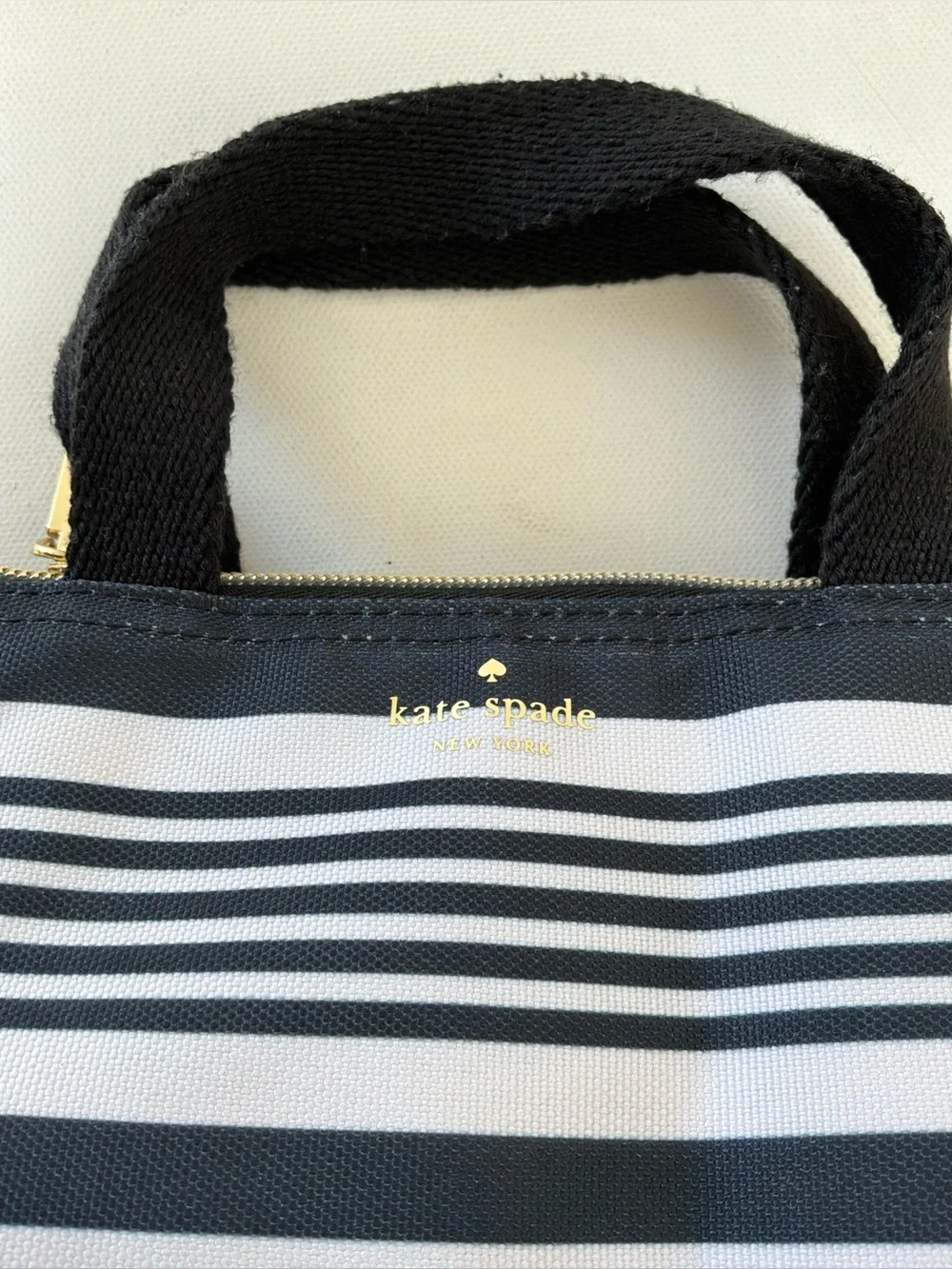 Kate Spade New York Black & White Striped Insulated Lunch Tote Bag